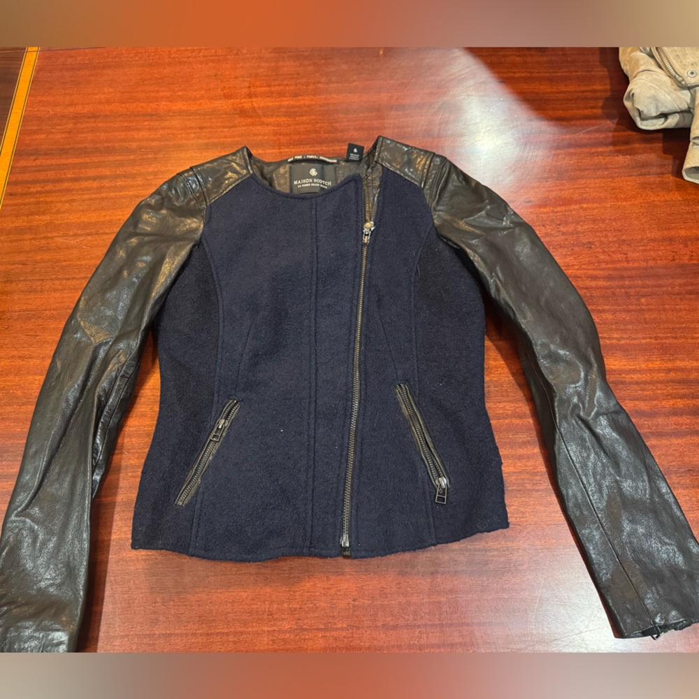 Stylish Navy and Black Leather Jacket